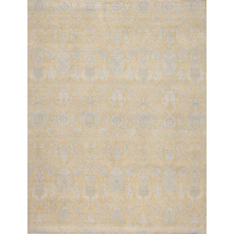 Prestige Reserve Hand Knotted Wool Area Rug in Gold
