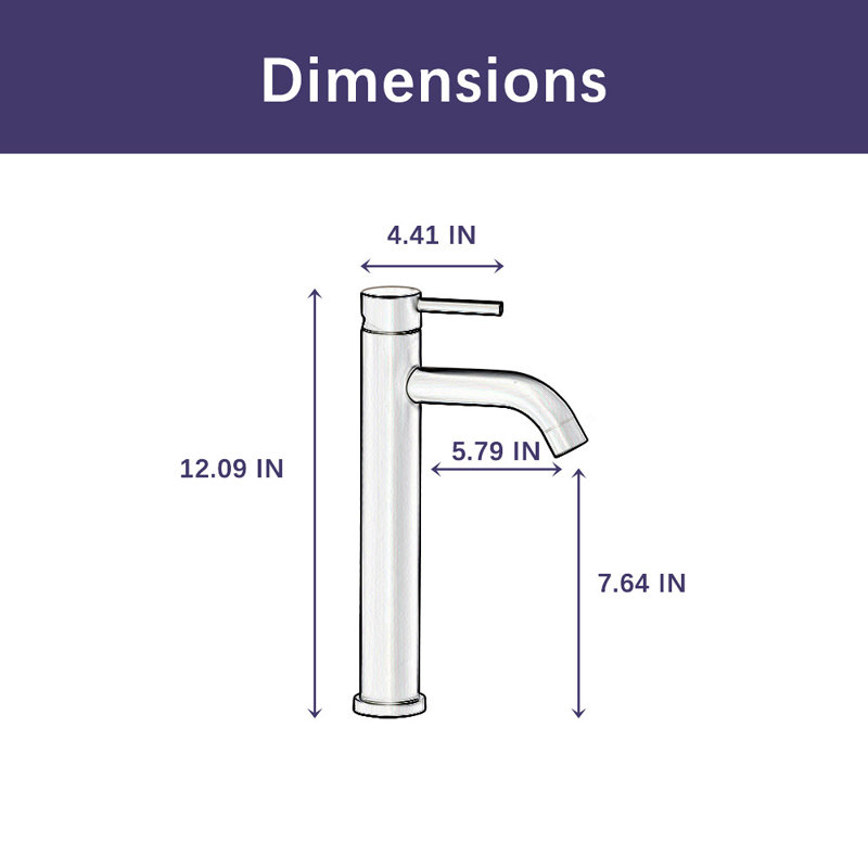 Modern Tall Single Handle Bathroom Faucet, Matte Black