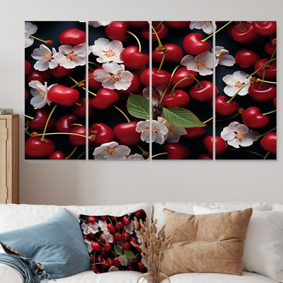 Red Cherry Sundae Delight - cerise 4 pièces, décoration murale