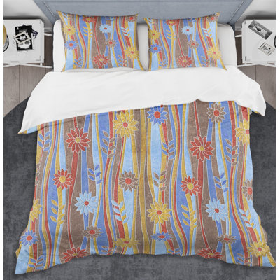 Ensemble de housse de couette rétro Art Deco Waves II - microfibre de polyester