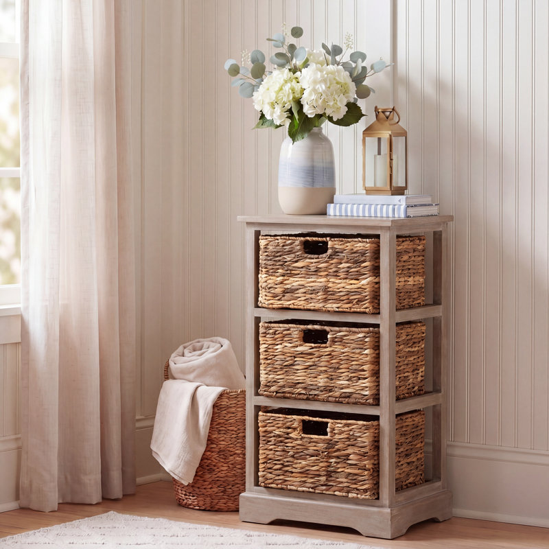Table de bout à 3 tiroirs avec rangement Painswick, Blanc rétro