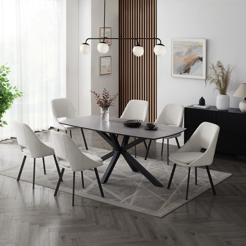 Deanie 6 - Person Dining Set, Ivory, 75cm H x 150cm W x 80cm L