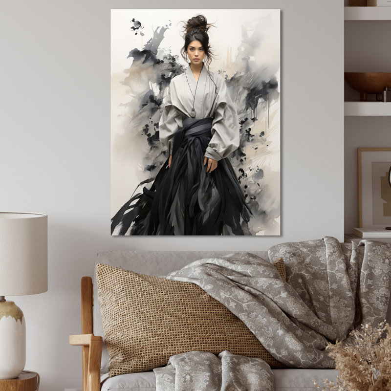 Asian Art Fashion Illustration II - Décoration murale asiatique en métal, H 20 po x l 12 po x P 1 po
