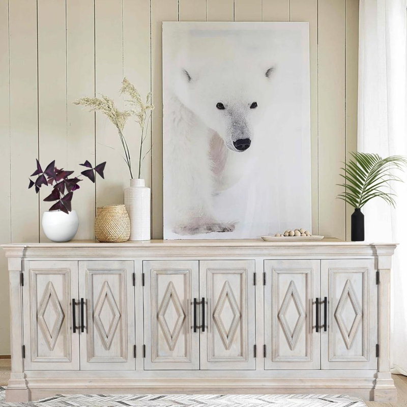 93'' W Solid Wood Sideboard, White