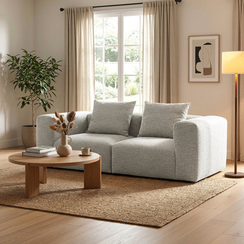 2 Seater Sofa & Chaise, Light Grey