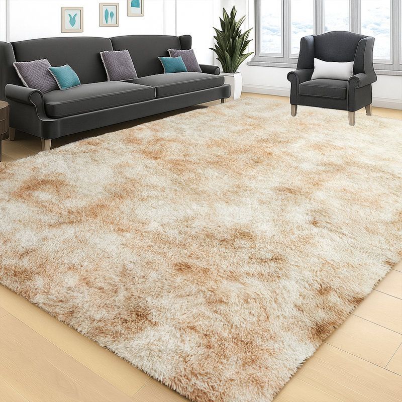 Non-Slip Plush Shaggy Cream Rug, Runner 80 x 300 cm