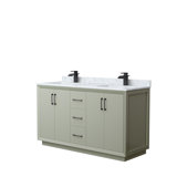 Ensemble de meuble-lavabo double 60 po Strada_ Marbre de Carrare blanc