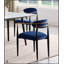 Ensemble de salle à manger 5 pièces moderne avec table en pierre frittée blanche et chaises rembourrées en tissu bleu-366416244-366416246