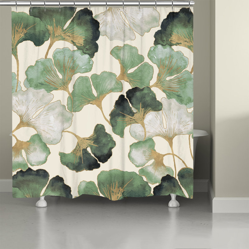  Natural Ginkgo Harmony Shower Curtain, Cream