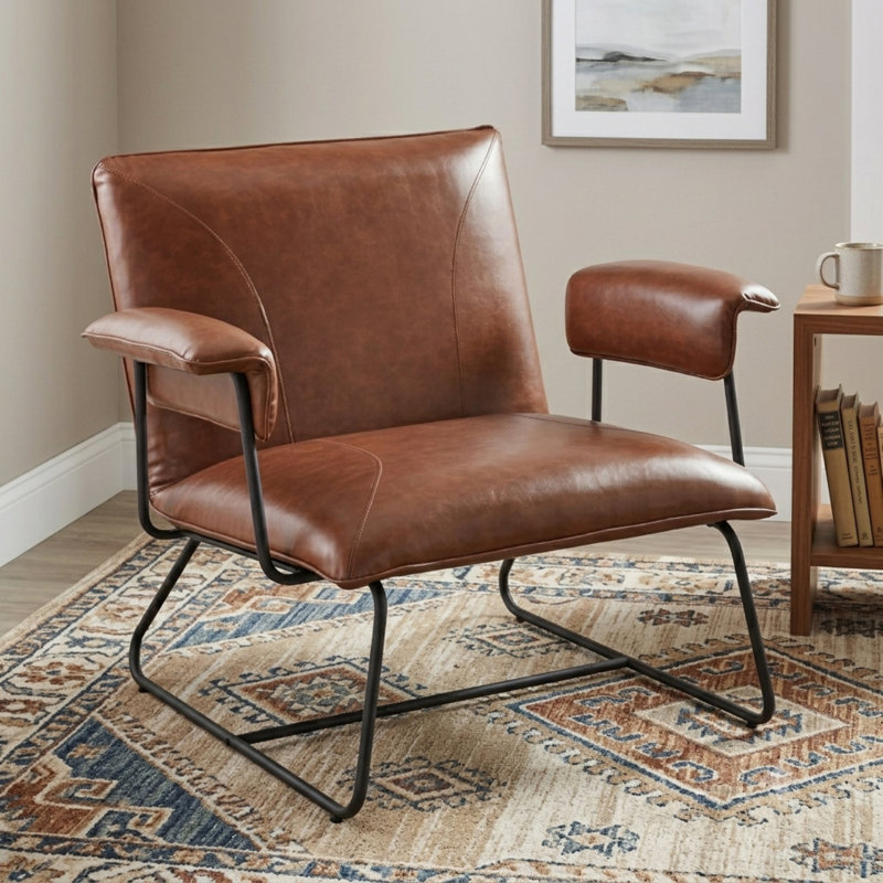 Fauteuil Klara, Similicuir brun