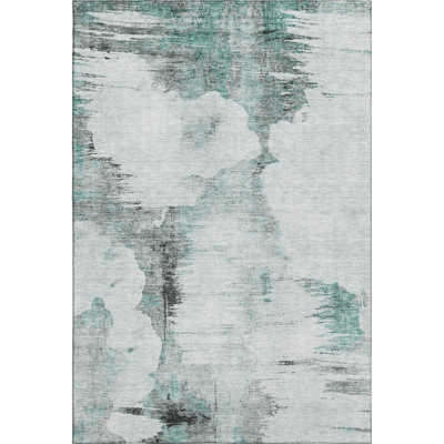 Premium Machine Washable Prisco Teal Rug