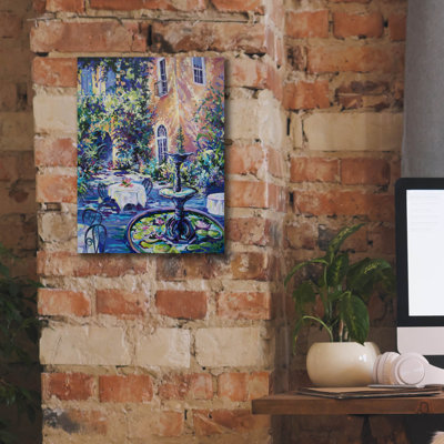  «Courtyard New Orleans» par ADEL, art mural sur toile, 12 po x 16 po
