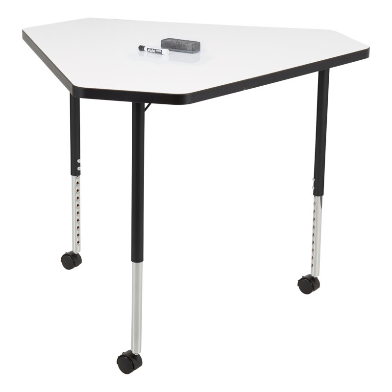Table mobile articulée à hauteur ajustable 41 po x 36 po Structure Series Diamond, Noir, Blanc