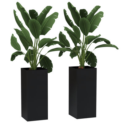 Paquet de 2 pots de fleurs en plastique, jardinières d'extérieur de 11 pouces