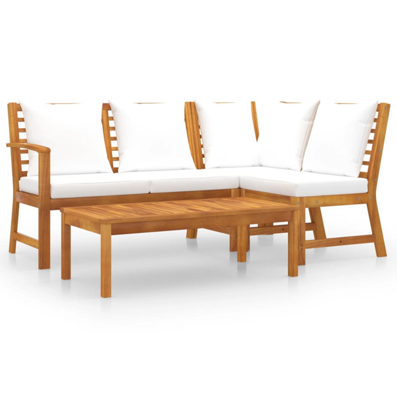 4 Piece Lounge Chair with Cushions, Cream, Left Hand Facing