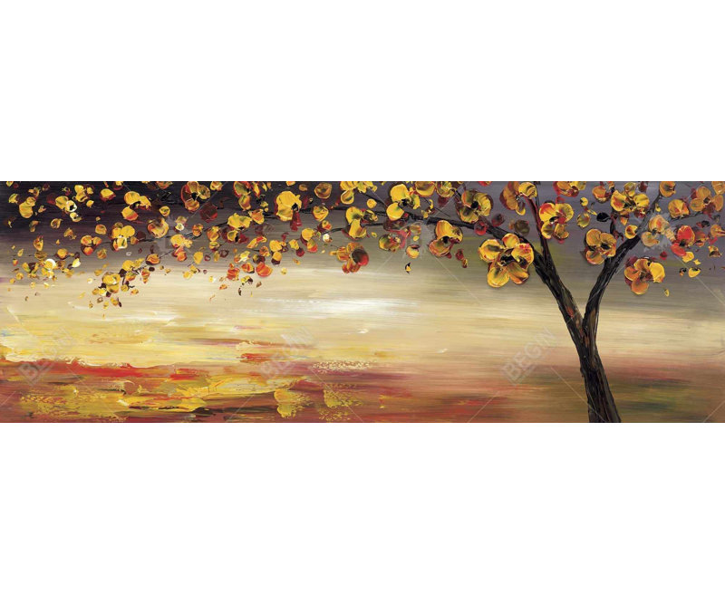 Fall Tree Canvas - Brown Contemporary Bedroom Home Decor