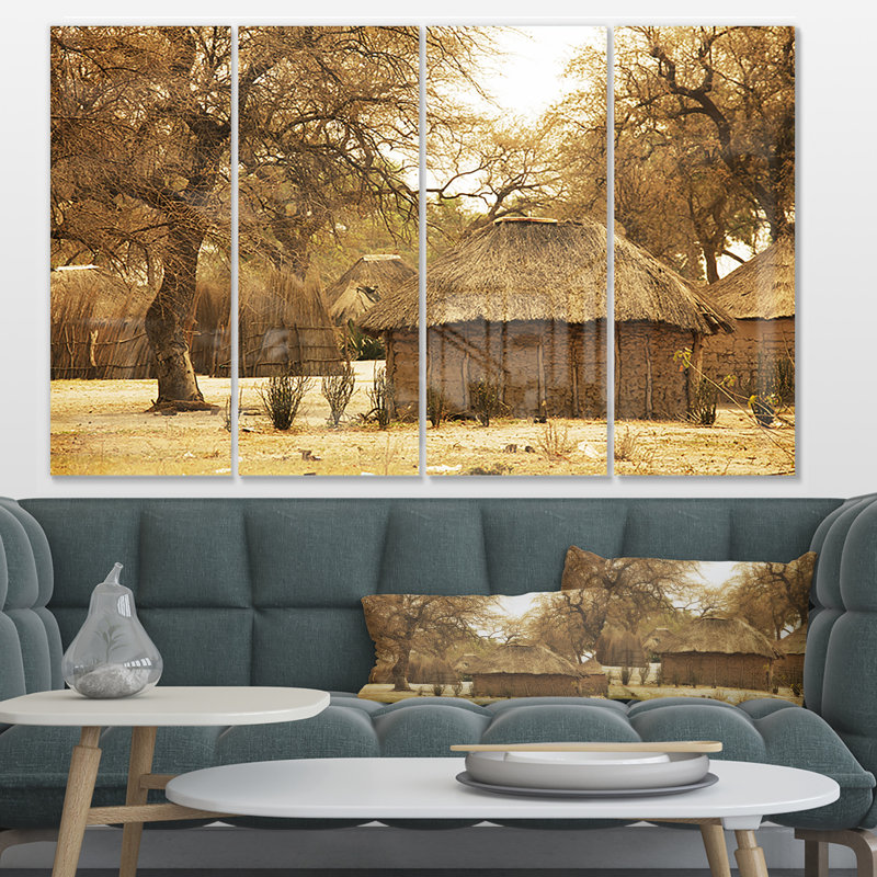 Beautiful Beautiful African African Huts - Paysage mural surdimensionné en métal surdimensionné
