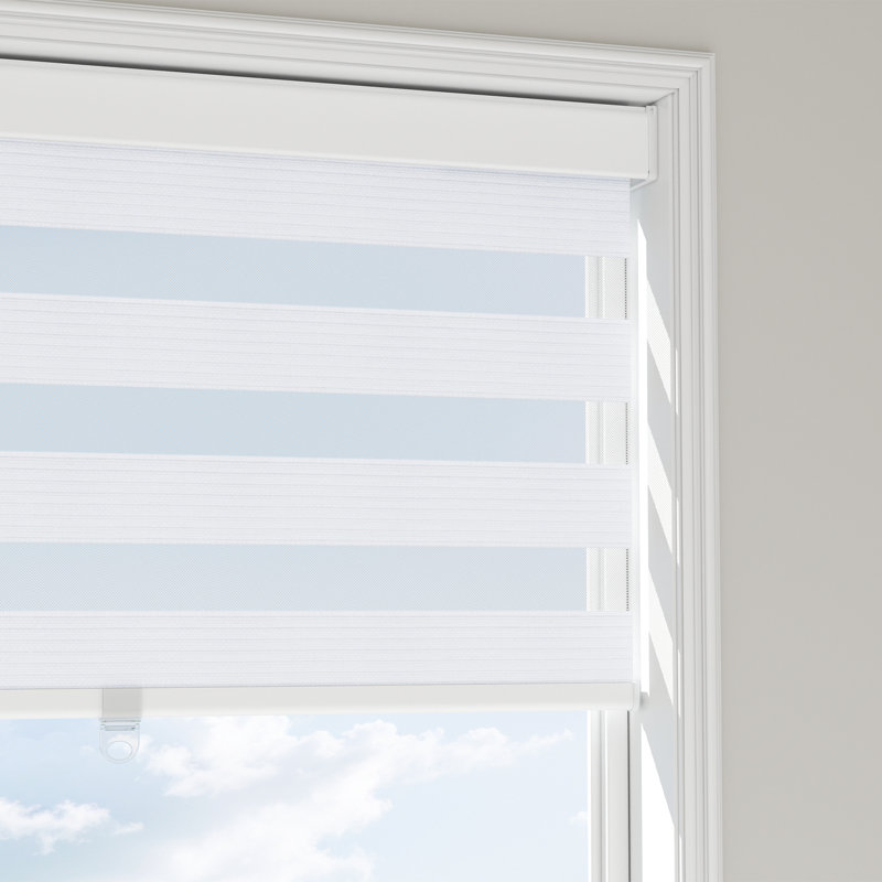 Zebra Blinds Window Dual Layer Roller Shades, Cordless Horizontal Blind, 32"W x 72"L