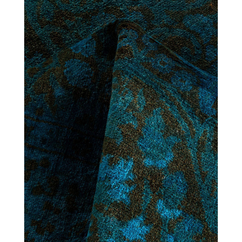 Tapis bleu noué à la main de conception unique Holsworth - bleu