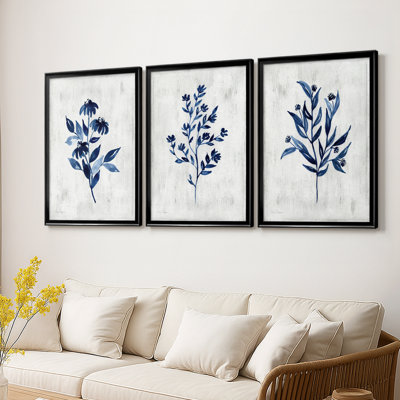 Wild Indigo I - Toile tendue avec châssis sur mesure - 3 pièces