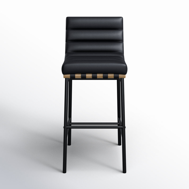 Tabouret de comptoir Vincentas, Similicuir noir, Tabouret de bar (siège d'une hauteur de 29,9 po)
