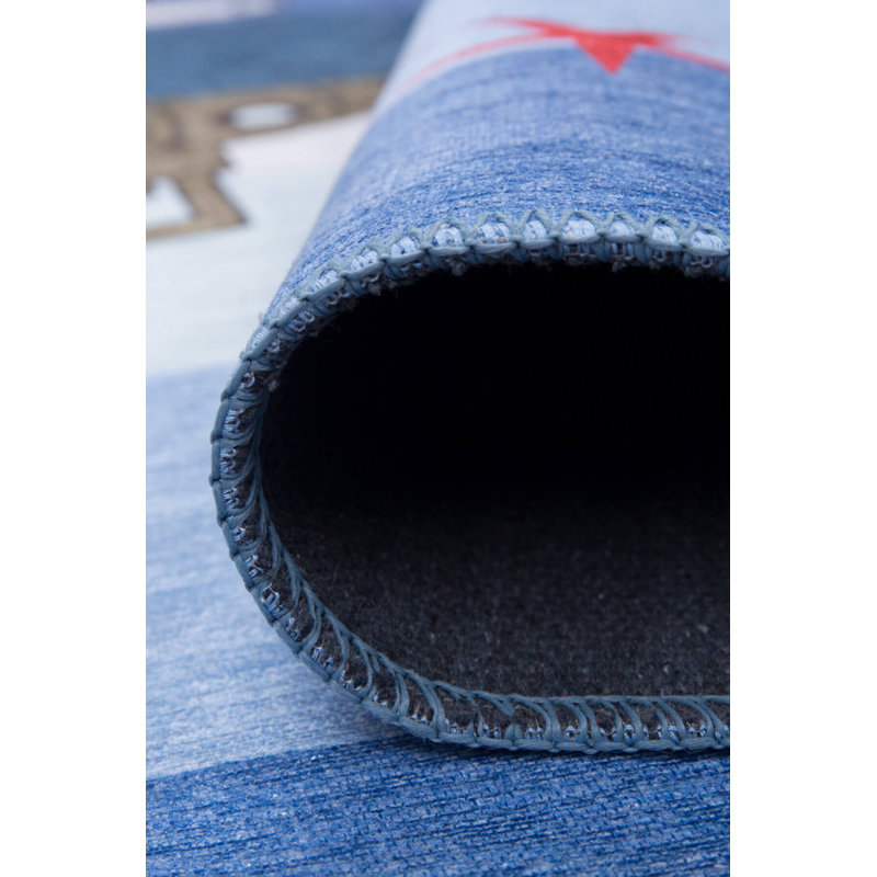 Tapis bleu tissé à motif sous-marin pour enfants, Rectangle 7 pi 7 po x 10 pi 10 po