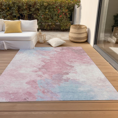 Machine Washable Indoor/Outdoor Cinead ACN1675 Blush Rug