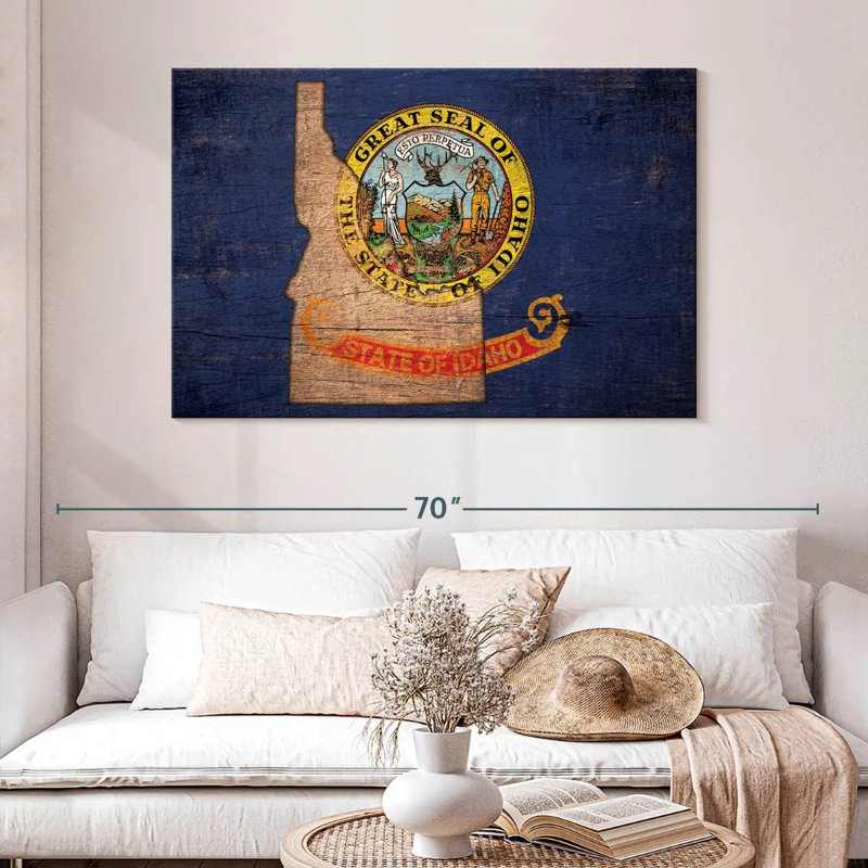 Carte d'État sur le drapeau de l'Idaho, H 32 po x l 48 po