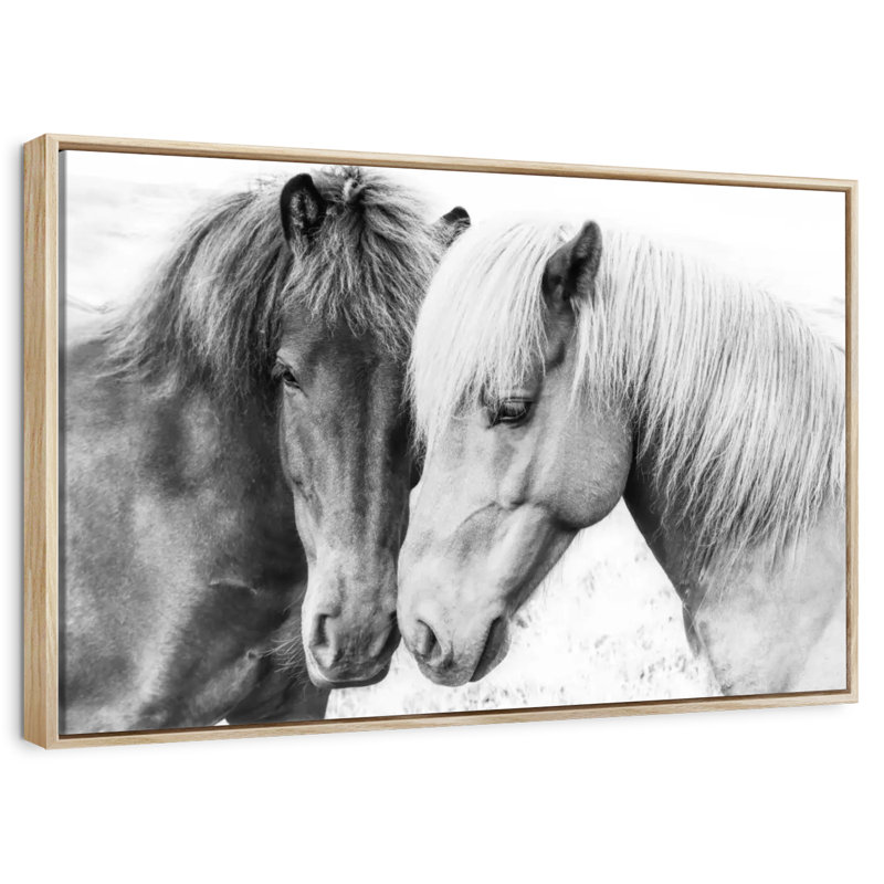 Sweet Horse Love, Cadre flottant en bois naturel, 37 po x 25 po