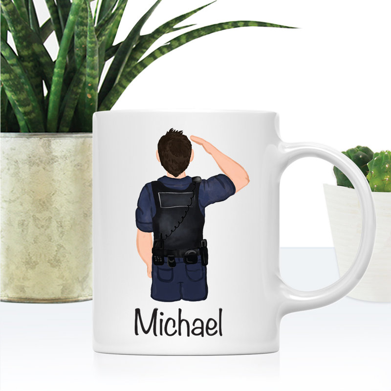 Tasse à café personnalisée, Blanc / noir, homme, agent de police 27, Oui