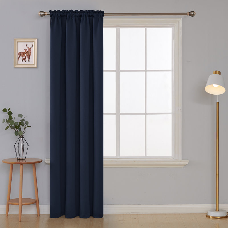 Halide Room Darkening Curtain Single Panel, 52" W x 54" L, Navy Blue