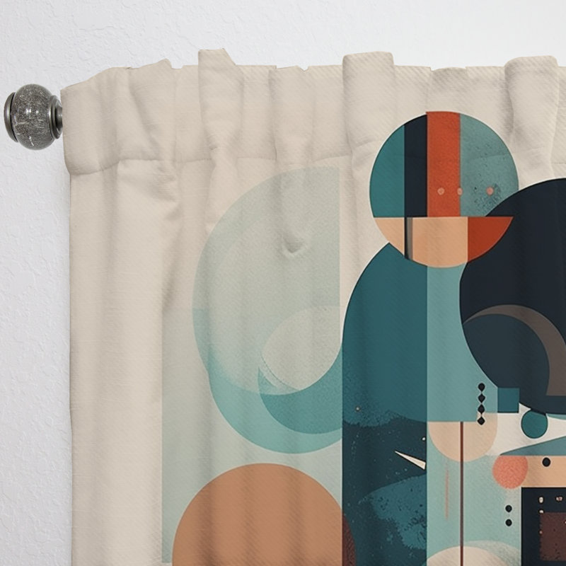 Œuvre d'art minimaliste bleue et orange I - Rideau moderne - Velours obscurcissant - 1 panneau, L 52 po x L 95 po