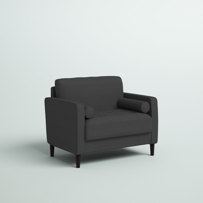 Garren 39.8" Square Arm Tufted Club Chair, Heather Grey Linen