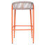 Tabourets de bar d'extérieur à structure en aluminium à hauteur d'assise de 29 po avec dossier en forme de feston tissé à la corde, ensemble de 2, orange