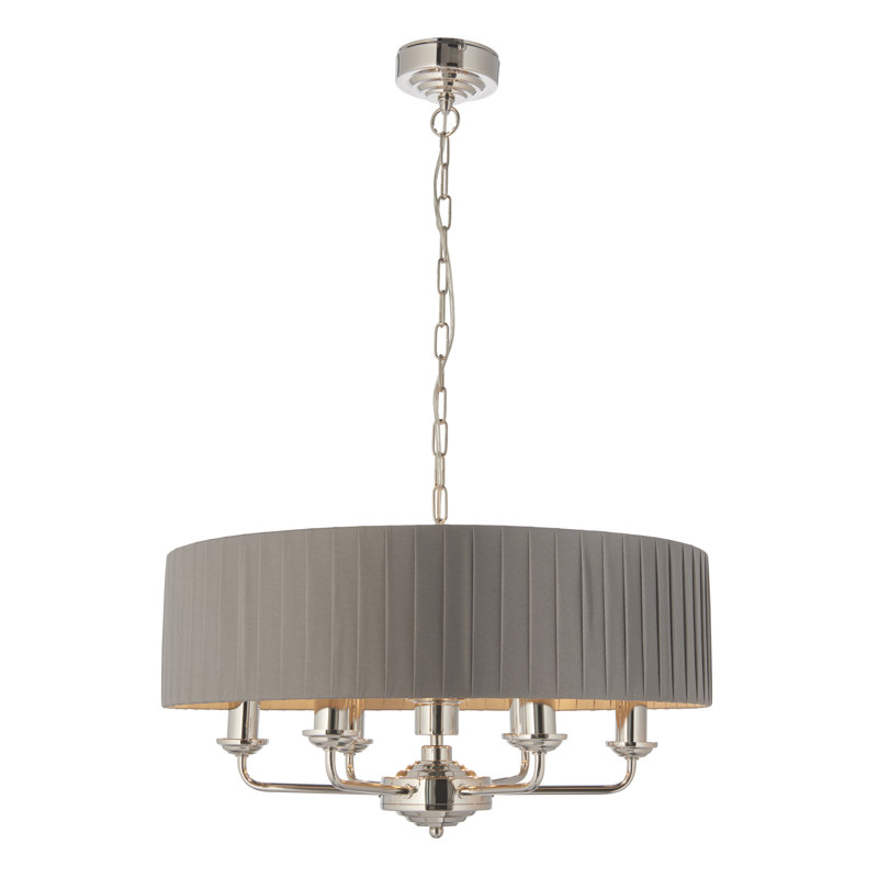Landover 6 - Light Drum Chandelier, Bright Nickel, Charcoal