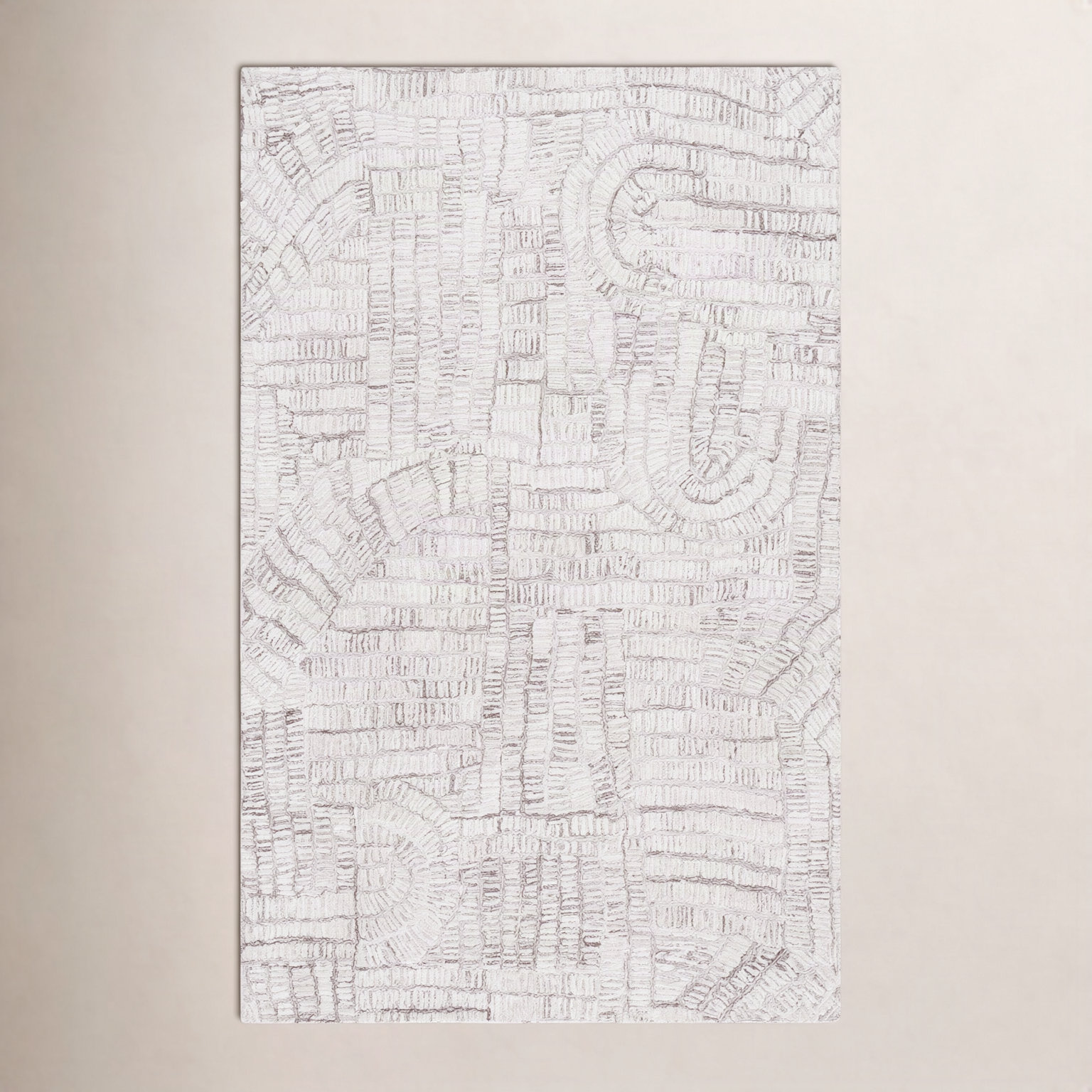 Ashwin Brown Ivory Hand-Tufted Abstract Rug, Rectangle 4' x 6'