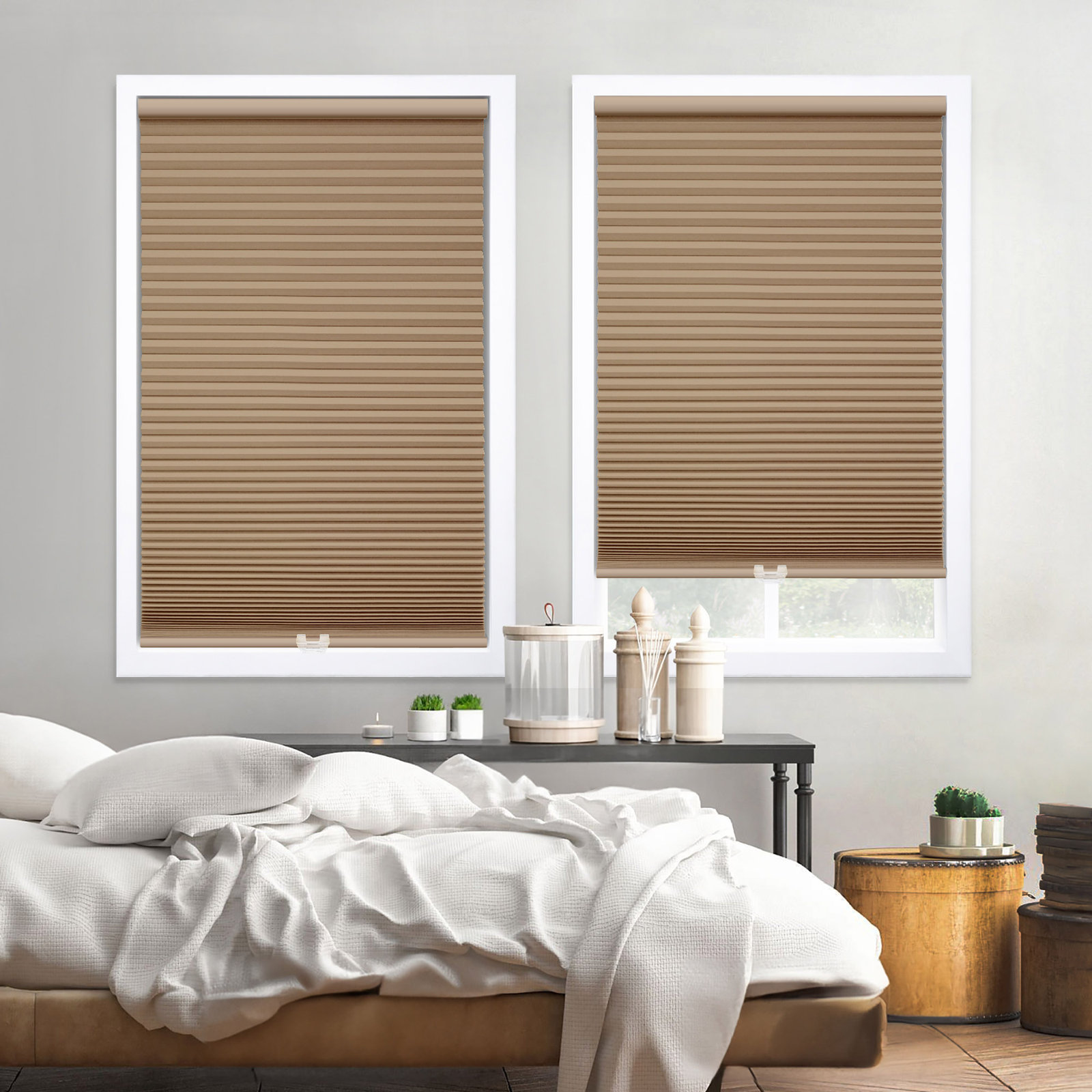 Coursey Cordless Blackout Cellular Shade, 58.5"W x 64"L, Latte