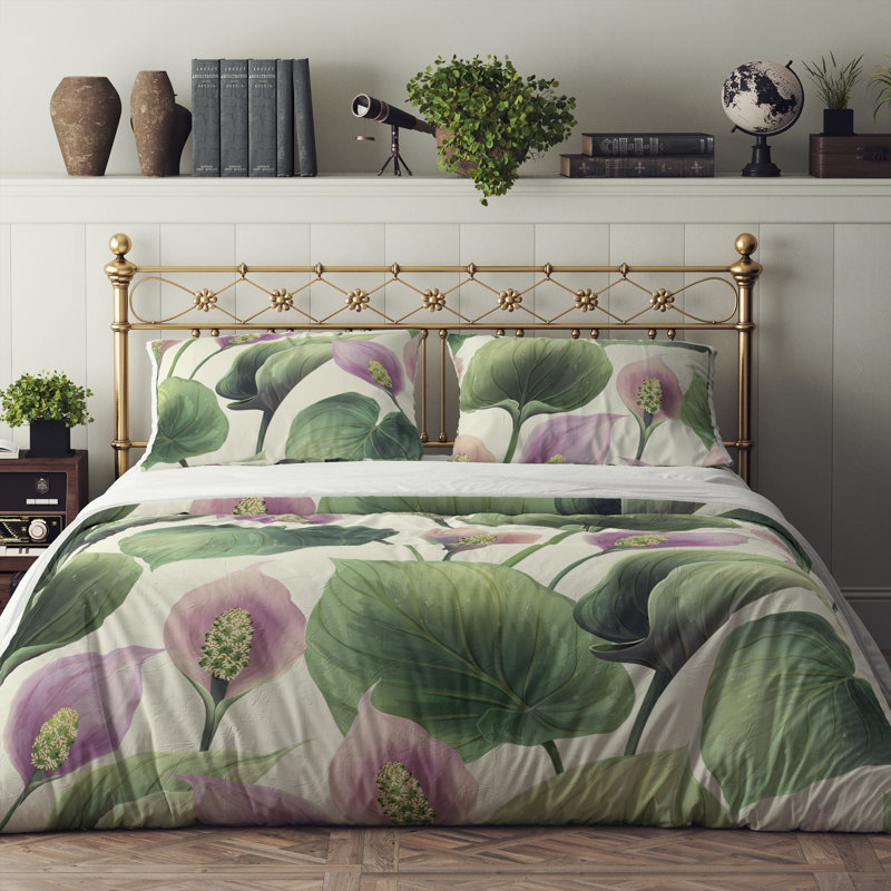 Floral Duvet Cover, King Duvet Cover + 2 King Shams
