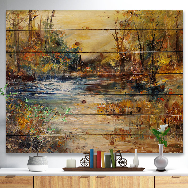 «Forest Stream», reproduction d'art sur toile Nature Stream - Stream in Forest, H 36 po x l 46 po x P 1,5 po, Bois