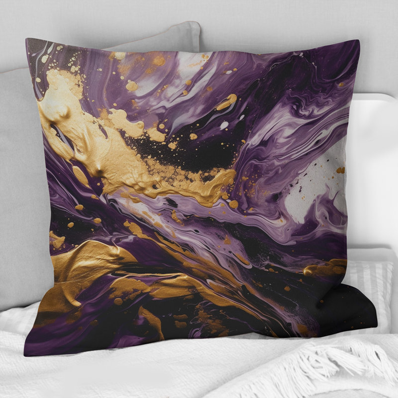 Coussin décoratif mauve et mauve à imprimé floral abstrait