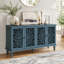 Buffet antique avec sculptures florales, pieds en bois massif, tablettes réglables, idéal comme meuble télé et buffet pour diverses pièces