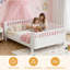 Lit plateforme double pleine grandeur avec finition blanc immaculé, parfaitement conçu pour les chambres d'enfants et convenant-613573151-615173694