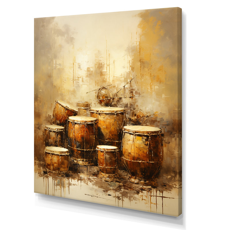 Drum Drum Earthy Brown I sur impression sur toile, Toile tendue, H 32 po x l 24 po