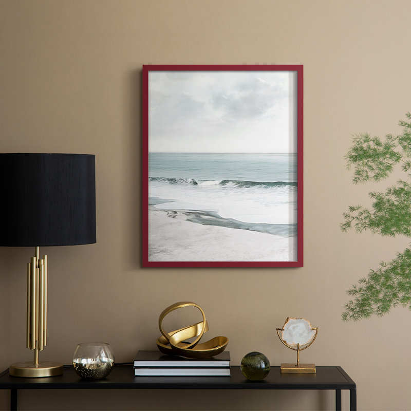 Calming Coast Framed Print - Solid Wood, 15" H x 12" W, Red