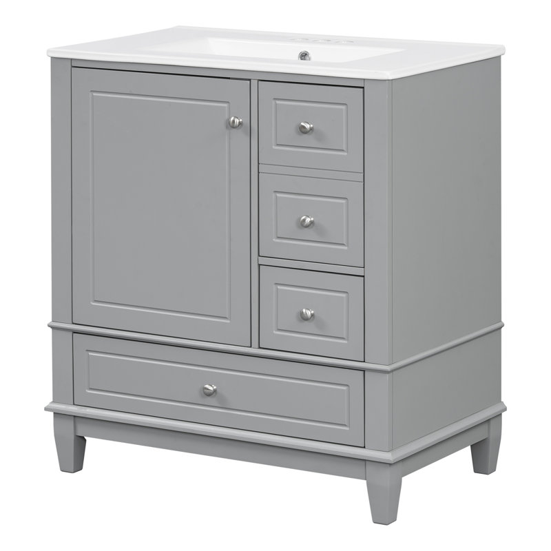 Meuble-lavabo de salle de bain avec lavabo, Gris