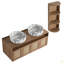 Meuble-lavabo 48 po avec 2 lavabos en céramique et support de rangement, 4 portes à fermeture en douceur, montage flottant, contreplaqué (emballage KD)