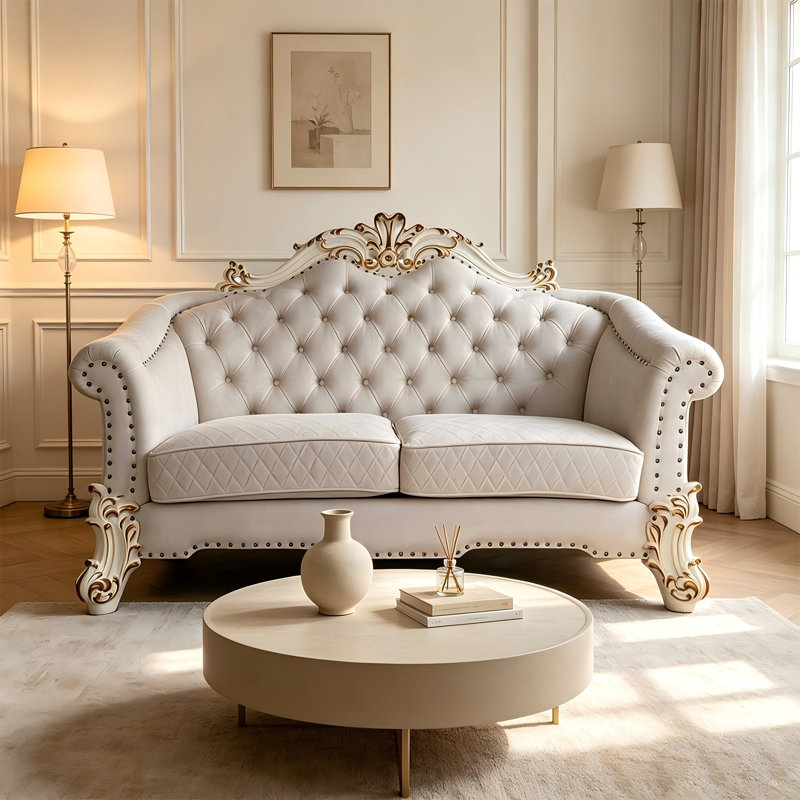 Causeuse Lazarro Modern Sofa Vendom II avec 4 coussins, tissu deux tons