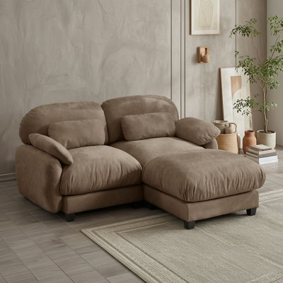 Two Seat Modular L-Shaped Sofa with Removable Ottoman