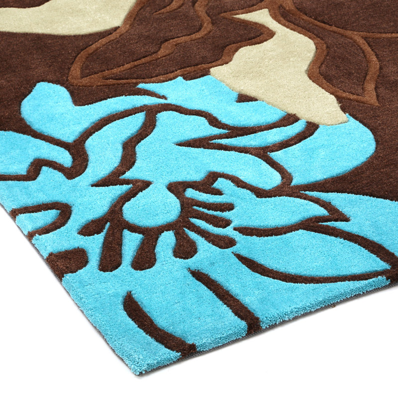 Handmade Hand High Lo Flower Pattern Tufted Performance, Rectangle 5' x 7'