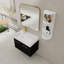 Armoire de salle de bain de 30 pouces avec lavabo en résine à rebords épais, capacité de rangement à double porte, charnières à fermeture en douceur, et trois supports séparés, meuble-lavabo de couleur châtaignier noir, espace, assorti